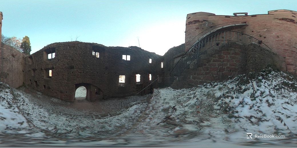 winter snow sunny day abandoned building hdr texture