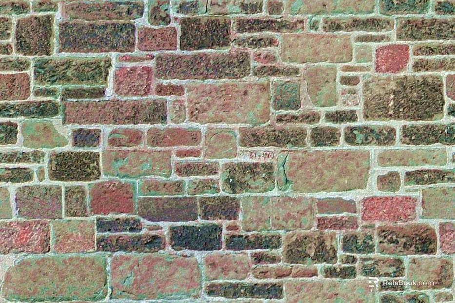 Vintage variegated brick wall exterior finish texture