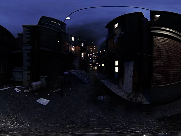 Old residential streets night HDR texture (ID:ffach193073)