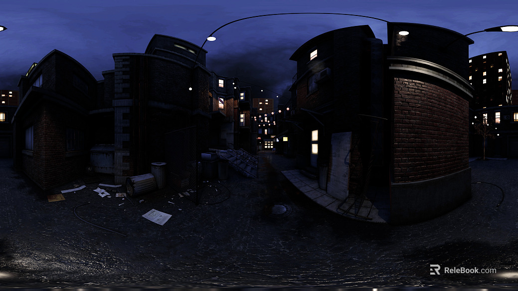 Old residential streets night HDR texture