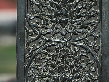 Black Vintage Wood Carved Screen Panel texture (ID:ffaeh731796)
