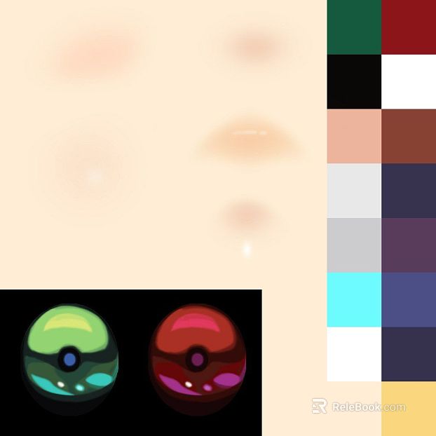 Anime Style Character Eye and Lip Map texture