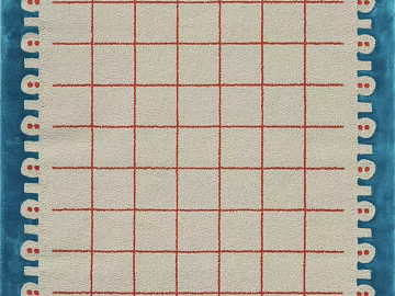 Blue edge red grid geometric carpet for living room texture (ID:ffaeh202874)