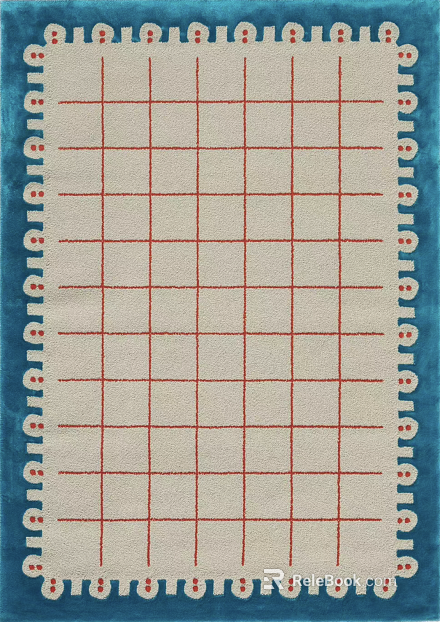 Blue edge red grid geometric carpet for living room texture