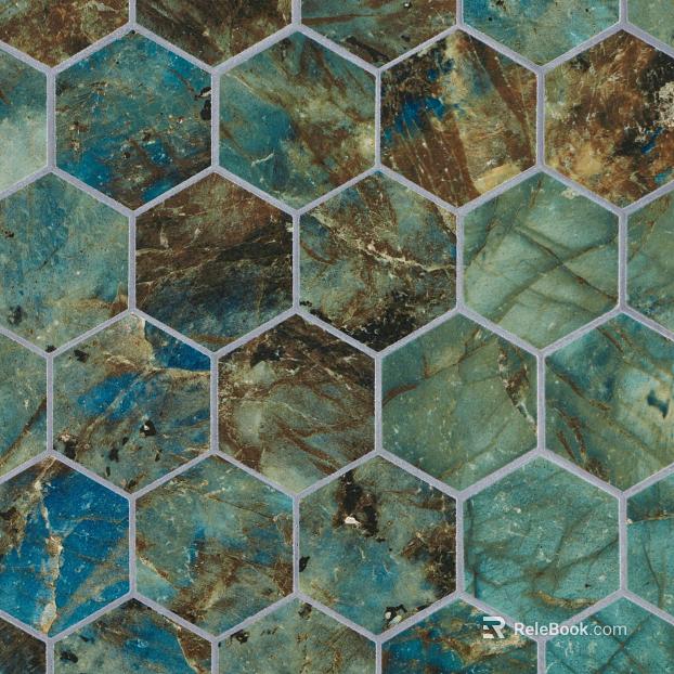Green Hexagon Porcelain Mosaic texture