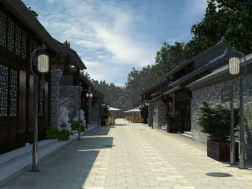 Chinese Ancient Building Commercial Street Exterior Map texture (ID:ffaeh733251)