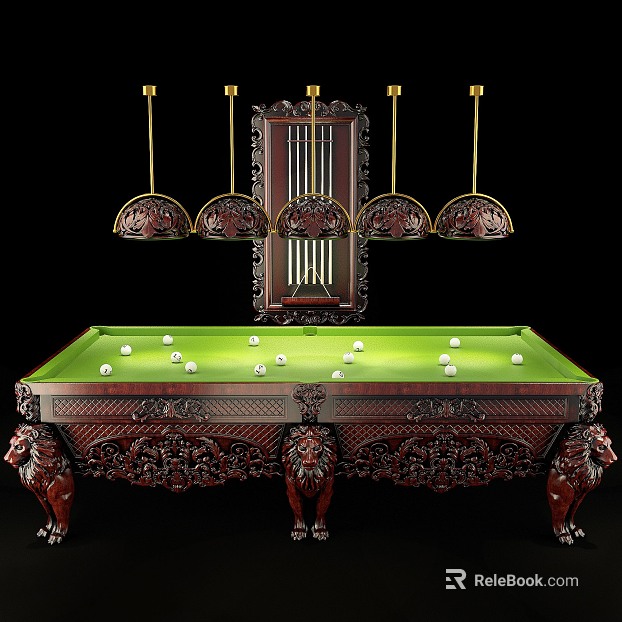 Classical style mahogany carved billiard table texture