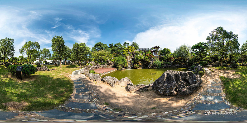 New Chinese Path Pool Park Daytime texture