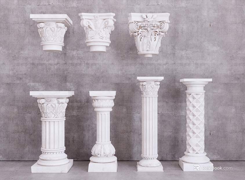 White Roman Column Marble Building Component texture