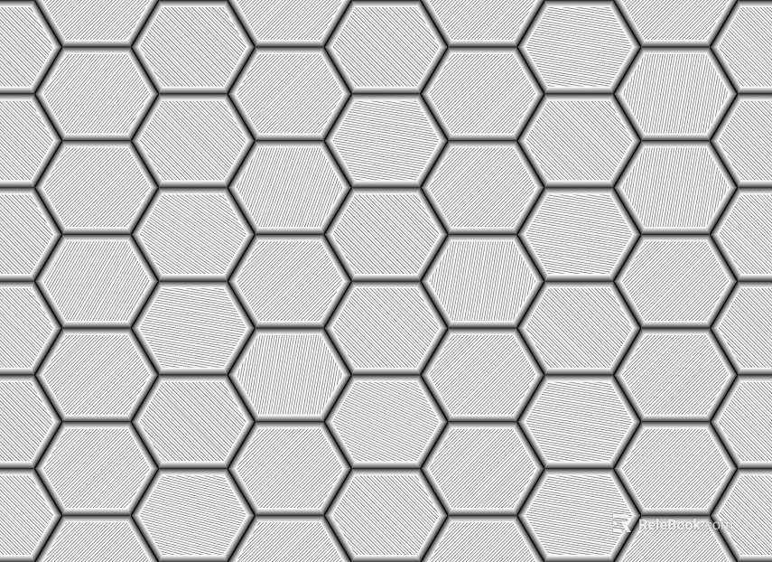 Hexagonal Brick Polygon Black and White Seamless texture