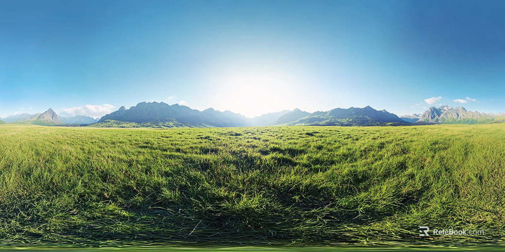 Blue Sky White Clouds Lawn Hillside HDR texture
