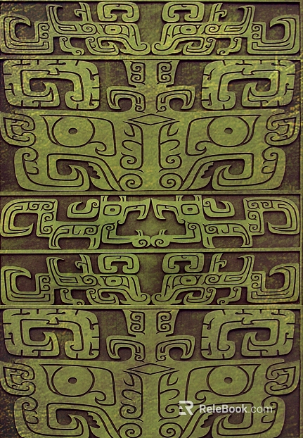 Bronze Taotie Antique Metal Embossed texture