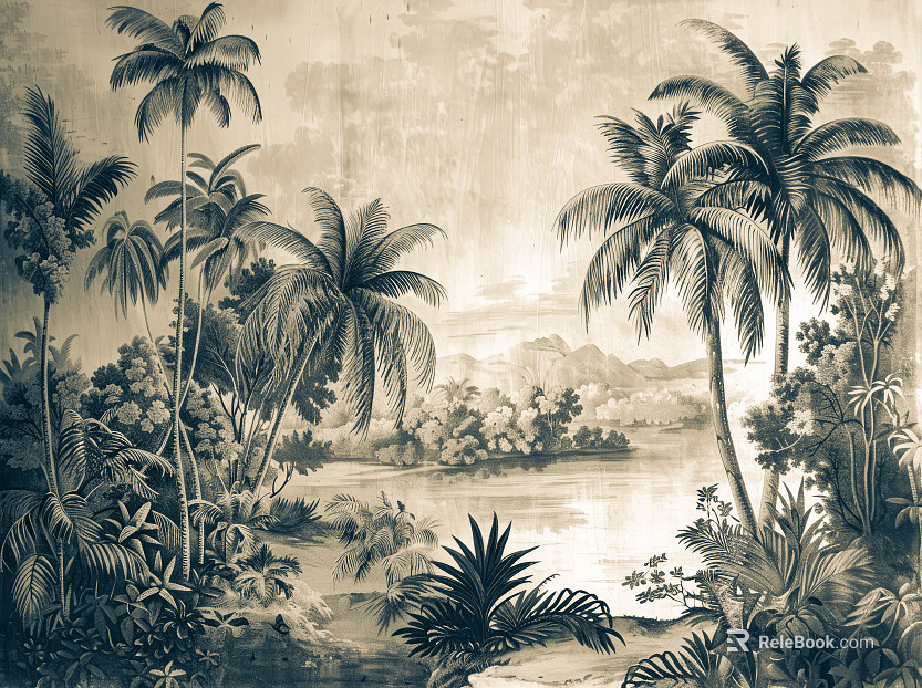 European Literary Plants Tropical Rainforest Wallpaper texture