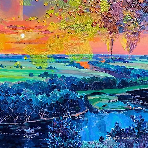 Color Cartoon Landscape Texture Oil Painting texture