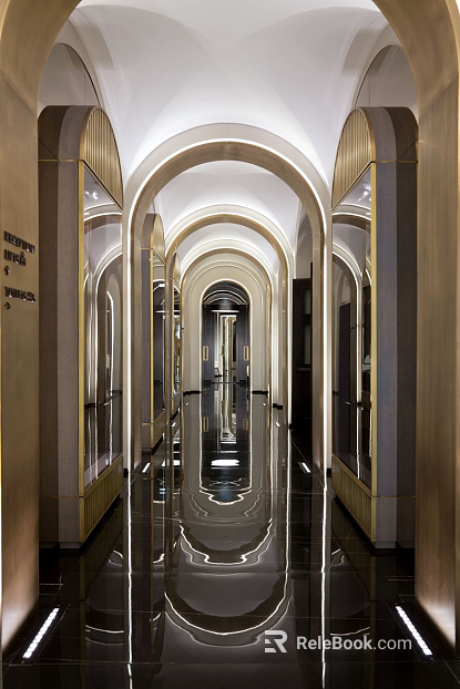 Light Luxury Black Tile Corridor Floor texture