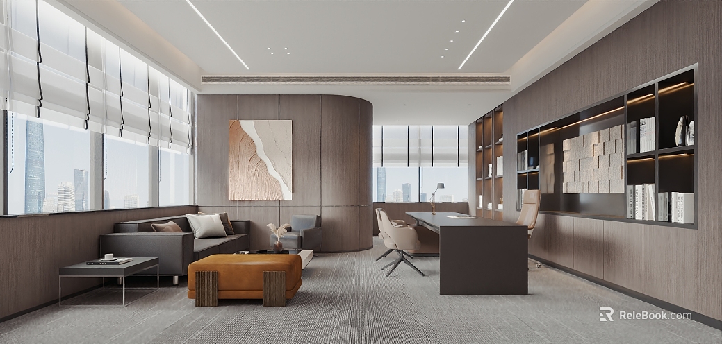 Modern dark gray wood veneer office wall panel texture