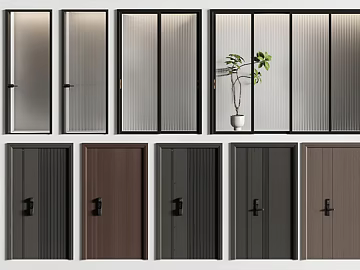 Modern Grey Brown Wooden Door Changhong Glass Door texture (ID:ffaeh774386)