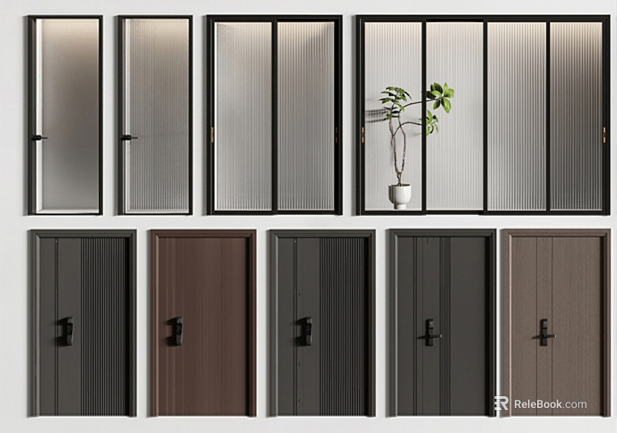 Modern Grey Brown Wooden Door Changhong Glass Door texture