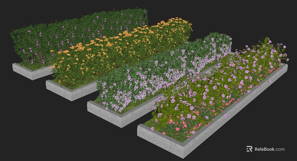 Mixed Color Flower Border Garden Greening Planting texture