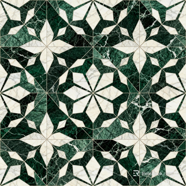 Middle and ancient style-Ji wind industrial wind green white stone mosaic flower pattern water cutter mosaic stone green mosaic stone texture