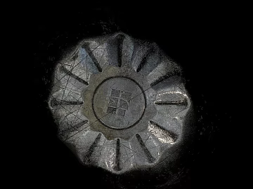 Silver gray old metal wheel hub cover texture (ID:ffaeh117929)