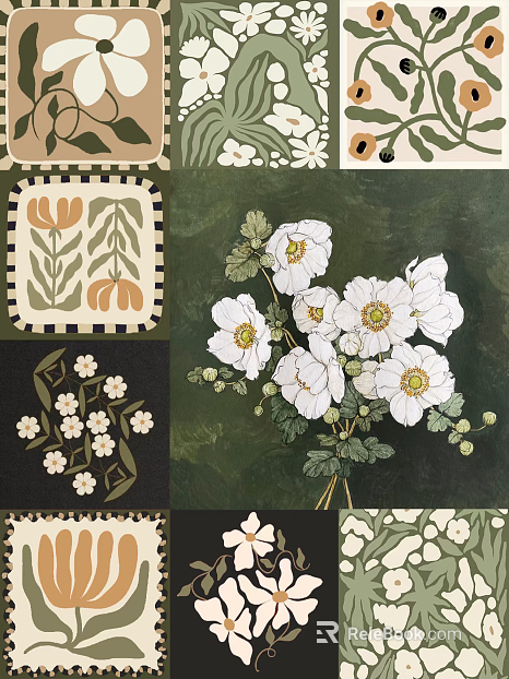 French medieval abstract decorative painting combination texture