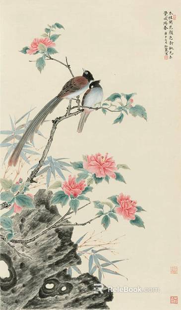Chinese flower and bird painting texture