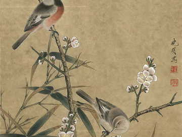 Chinese flower and bird painting texture (ID:ffach432556)