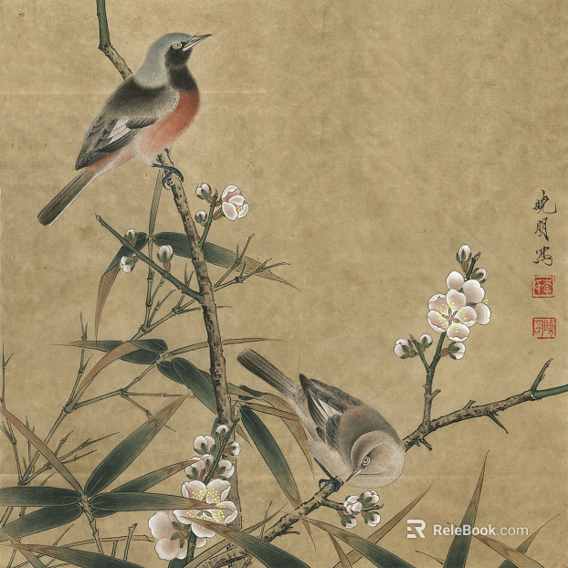 Chinese flower and bird painting texture