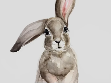 Decorative painting of taupe watercolor rabbit texture (ID:ffaeh873496)
