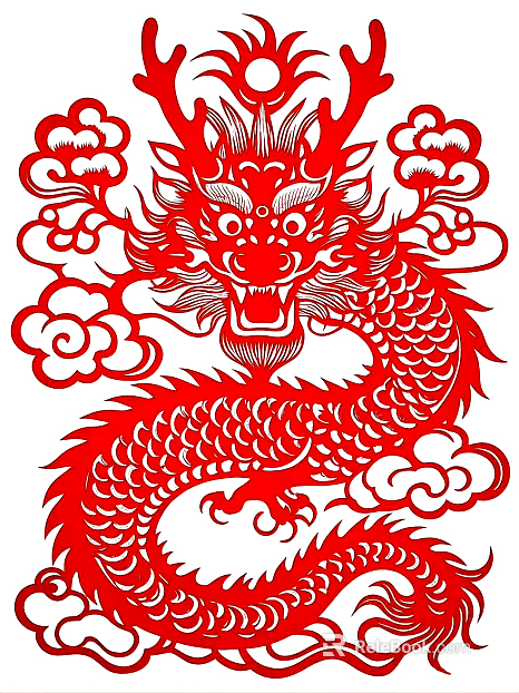 Folk paper-cut window decoration painting dragon texture