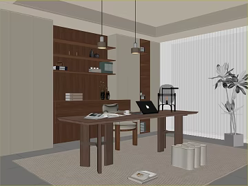 Modern Dark Brown Walnut Study Furniture texture (ID:ffaeh118916)