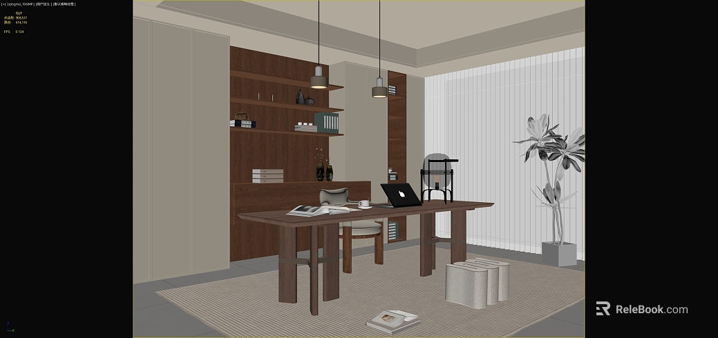 Modern Dark Brown Walnut Study Furniture texture
