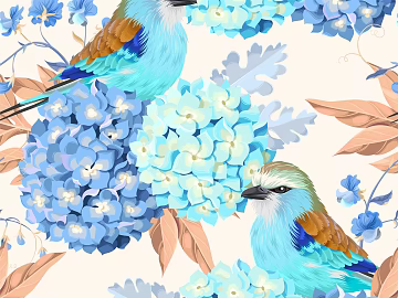 Mori cartoon flowers flowers and birds wallpaper mural wallpaper wall covering texture (ID:ffach179514)