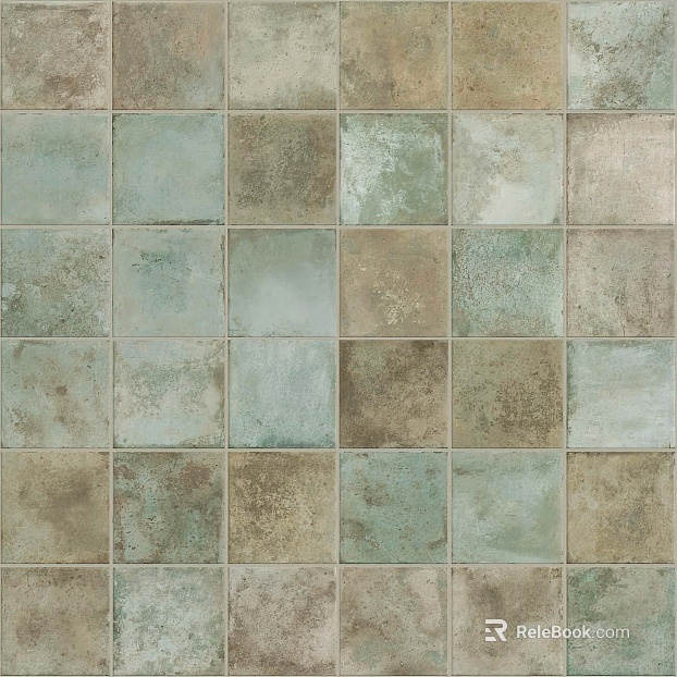 French Middle Square Brick Green Multi-faceted Antique Brick Kitchen and Bathroom Tile texture
