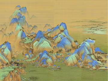 Mingqing-style landscape decorative painting texture (ID:ffaeh823339)