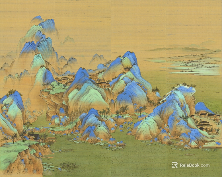 Mingqing-style landscape decorative painting texture