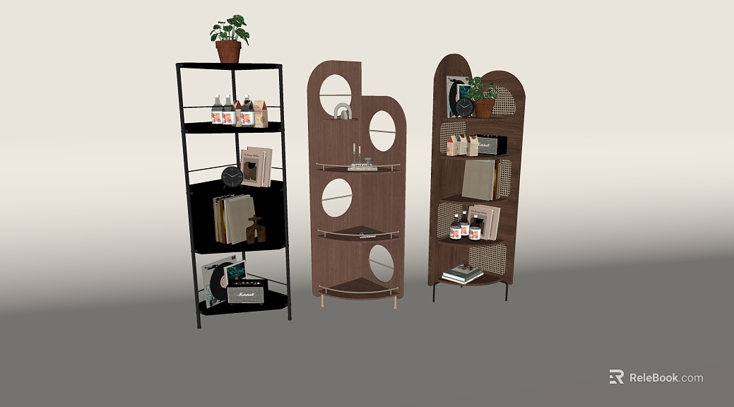 Deep Walnut Modern Style Storage Rack texture