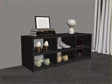 Modern Black Wooden Shoe Cabinet Home Storage texture (ID:ffaeh784664)