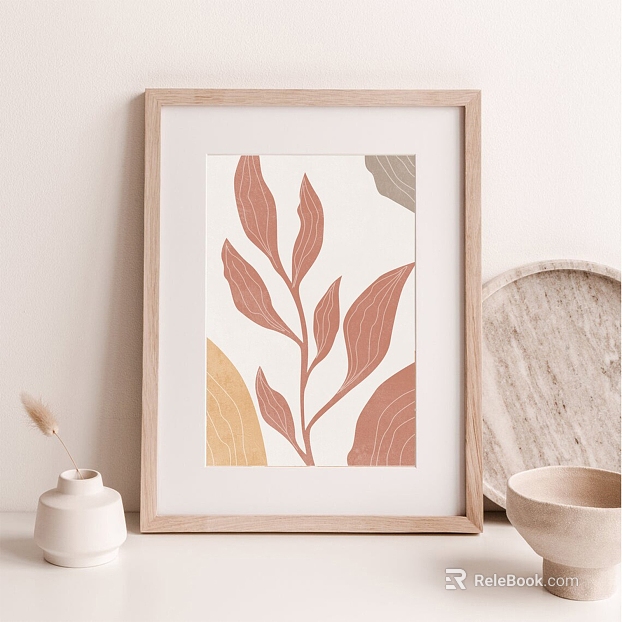 Morandi color plant decorative painting living room texture