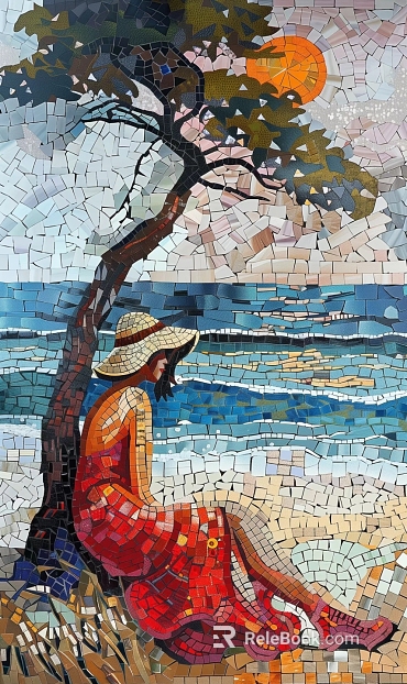 Mosaic Background Wall Mosaic Hanging Painting Decorative Painting Abstract Geometric Decorative Painting Wallpaper Wallpaper Wall Cloth Wall Cloth texture