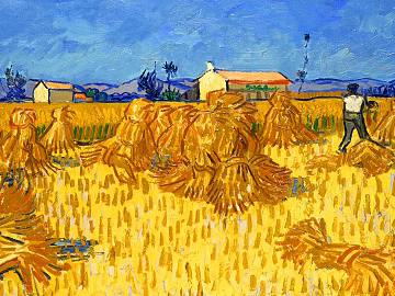 Post-impressionist wheat field landscape decorative painting texture (ID:ffaeh939039)