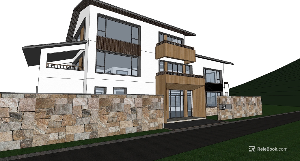 New Chinese Style Beige Stone Villa Exterior Wall texture