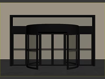 Black Glass Revolving Door Commercial Store 3d model