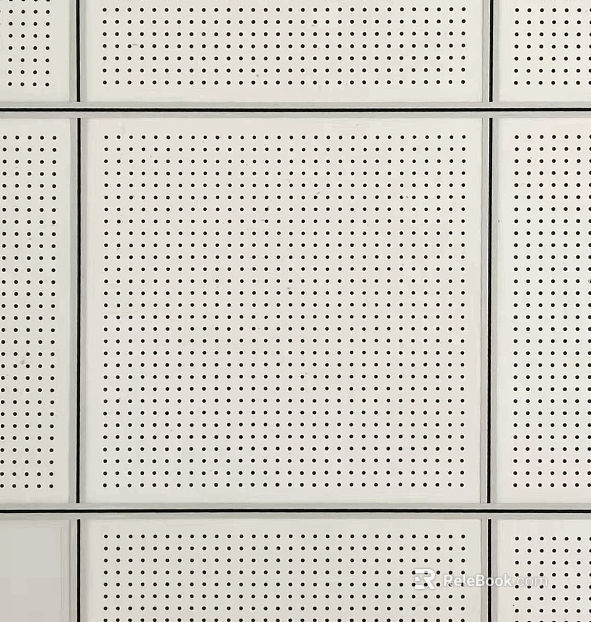 Off-white perforated metal panels for ceiling and wall applications. texture