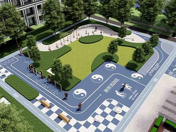 Elderly activity area of modern blue gray community texture (ID:ffaeh730774)