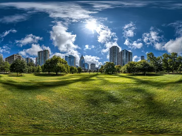 Modern Outdoor Lawn Blue Sky White Clouds Panoramic HDR texture (ID:ffach528388)
