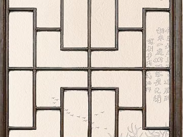 New Chinese style dark brown wooden lattice partition screen texture (ID:ffaeh539539)