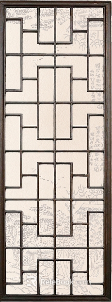 New Chinese style dark brown wooden lattice partition screen texture