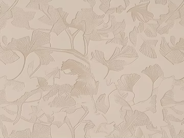 Beige ginkgo leaf embossed wallpaper background wall 3d model